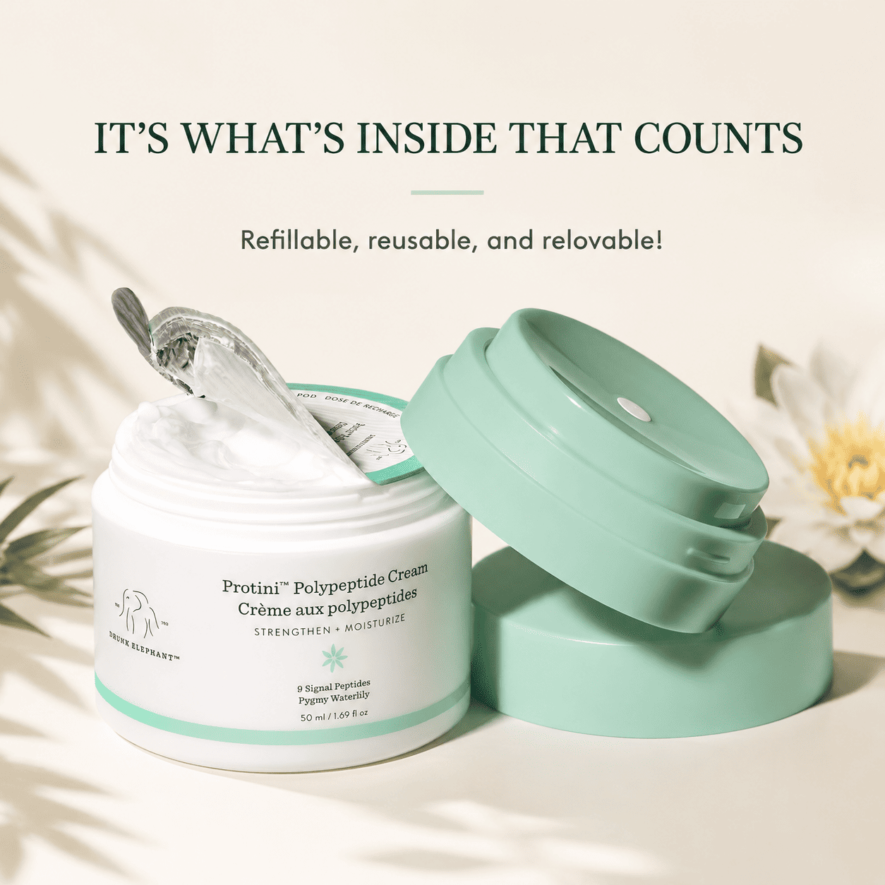 Drunk Elephant Protini Polypeptide Cream - Firming Moisturizer - Clean Clinical Skincare - Cruelty-Free - Dermatologist-Tested - Free of Essential Oils, Silicones, and Fragrance
